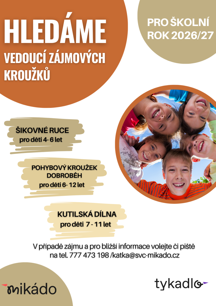 Hledáme vedoucí zájmových kroužků pro nový školní rok 2026/27